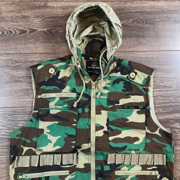 Rothco Ranger Vest Men’s Outdoor Full Zip Packable Tactical Camo Hooded Vest (M) - Picture 2 of 8